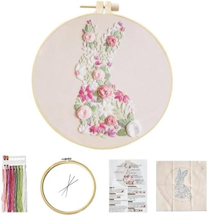 YOUDRN Bunny in Bloom Embroidery Kit for Beginners, Bunny Embroidery - Image 5