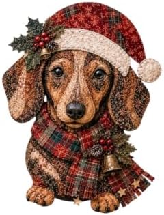 Christmas Patchwork Fabric DIY Decor Kit, Adult Sewing Handcrafted Set, Pre-Cut Fabric Squares, Make Your Own Christmas Tree Ornaments, Holiday Decoration Gift for Beginners(Dachshund) by Unknown