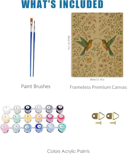Bird Paint by Numbers Kit for Adults Framed Canvas 12X16 in, Frameworkless - Image 3