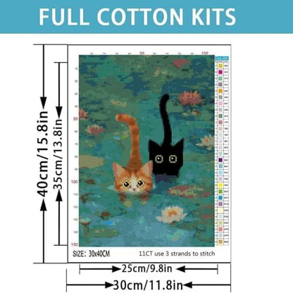 TCDZMYGS Stamped Cross Stitch Kits for Beginners-Pond Cat,12x16in - Image 3