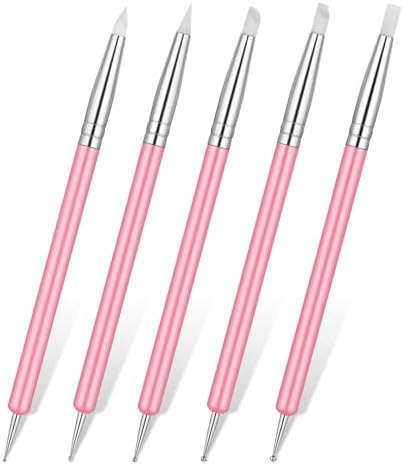 5 PCS Nail Art Sculpture Pen Dual-Ended Nail-Art Sculpture Pen Dotting Tools Nail Art Dotting Tools Pink Dual-Head Resin Nails-Art-Tools Silicone Nails Polish Brushes Modeling Painting Tool DIY Arts by Unknown