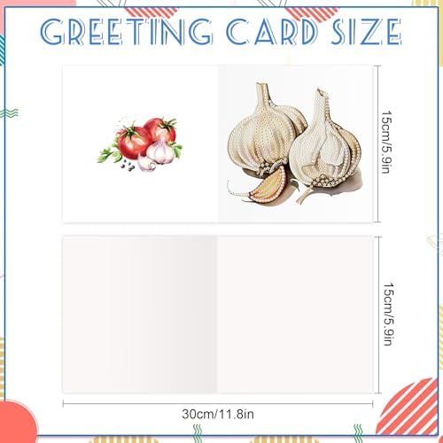 Tontut 6pcs Diamond Painting Kit Greeting Card, Onion Vegetable 5D DIY Diamond Handmade Holiday Greeting Card with Envelope, Christmas Gift Congratulation - Image 2