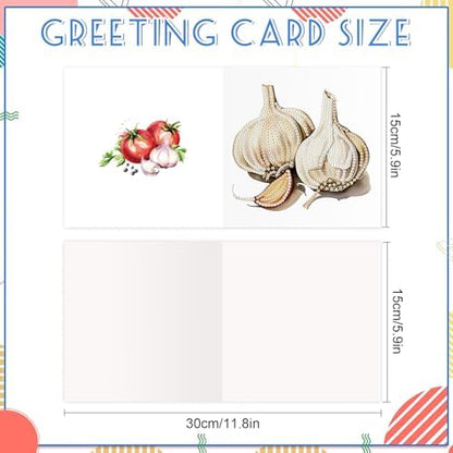 Tontut 6pcs Diamond Painting Kit Greeting Card, Onion Vegetable 5D DIY Diamond Handmade Holiday Greeting Card with Envelope, Christmas Gift Congratulation - Image 2