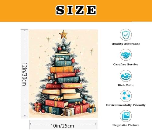 VIGEGU 2 Pack Christmas Paint by Numbers Kit for Adults with Framed,Snowman Christmas Book Tree Paint by Number DIY Adult Paint by Number Kits for Wall Decor9.4x12in - Image 5