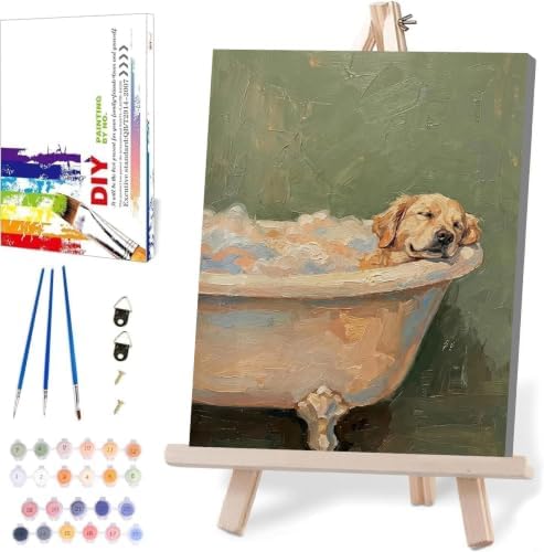 WUDWL Paint by Numbers Kit for Adults Framed Canvas, with Wooden Easel by WUDWL