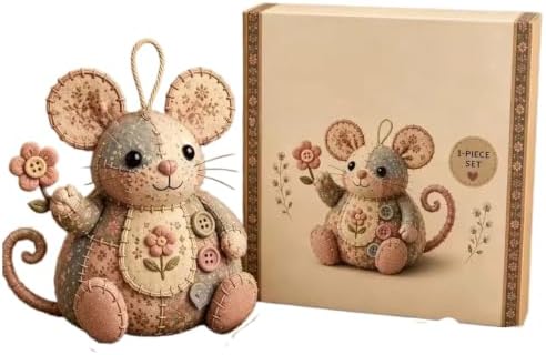 Sewing Kit for Beginners Patchwork Mouse, DIY Stuffed Animal Craft Kit with Pre-Cut Fabric, Make Your Own 3D Plush Mouse Ornament, Easy Adult Sewing Project Handmade Gift(Set B) by Unknown