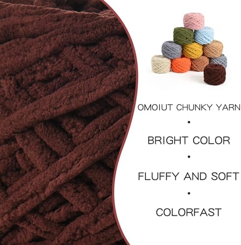 Plush Chenille Chunky Yarn 100g (49.2yd) - Fluffy Velvet Yarn Crochet for Blanket Knitting and Crocheting - Baby Yarn for Crocheting Soft - Amigurumi Yarns (Coffee) - Image 2