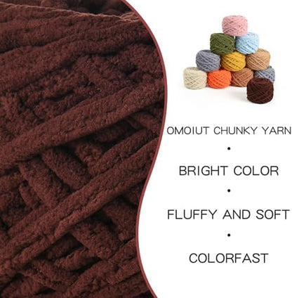 3 Pack Plush Chenille Chunky Yarn 100g (49.2yd) - Fluffy Velvet Yarn Crochet for Blanket Knitting and Crocheting - Baby Yarns for Crocheting Soft - Amigurumi Yarns (Coffee) - Image 2