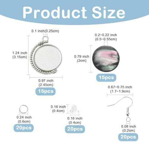 Elowynvelle DIY Dangle Earring Making Kit, Include Zinc Alloy Pendant Trays, Resin Cabochons, Jump Rings & Earring Hooks, for Jewelry Making DIY Earring Accessories - Image 2