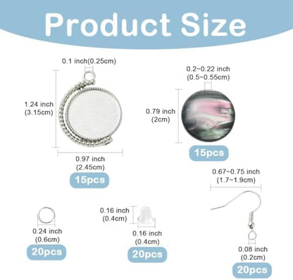 Elowynvelle DIY Dangle Earring Making Kit, Include Zinc Alloy Pendant Trays, Resin Cabochons, Jump Rings & Earring Hooks, for Jewelry Making DIY Earring Accessories - Image 2