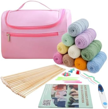 Lewhoo Knitting kit for Beginners, Complete Knitting kit for Adult with Bag by lewhoo