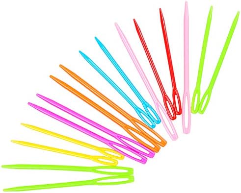 Hekisn Large-Eye Plastic Sewing Needles, Colorful Safety Lacing Needles, 2 Different Sizes Yarn Sewing Needle, Learning Needles for DIY Sewing Handmade Crafts，2.76 &2.1 inch (16 Pieces) by Unknown