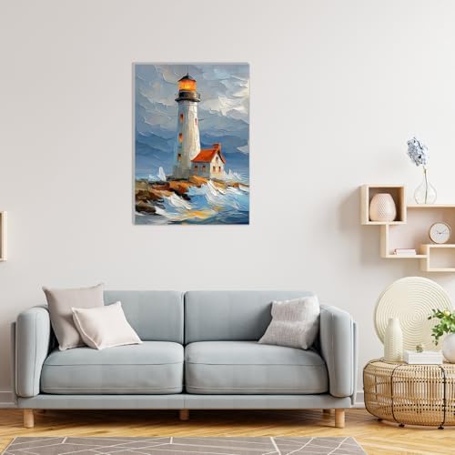 MAXBYE Lighthouse Framed Paint by Numbers Kits for Adults with Wooden Easel, Easy DIY Adult Paint by Number Kits on Canvas, Paintings Kit for Beginners Gift Home Wall Garden Decor 10×14 Inch - Image 4