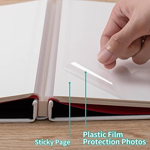 Large Photo Album Self Adhesive 4x6 8x10 10x12 13"x12.8" Magnetic Scrapbook Album 12.6"x11" Inch 60 Sticky Pages Linen Cover DIY Photo Album with A Metallic Pen and DIY Stickers (White) - Image 4
