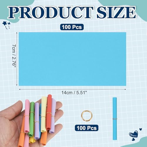 MECCANIXITY 100Pcs Message Paper Scrolls 7x14cm Lucky Wishing Blue - Image 2