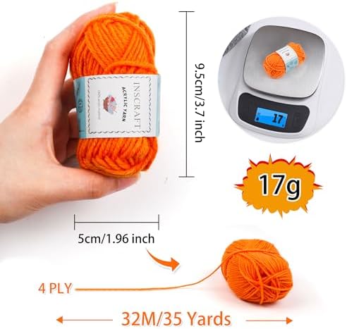 INSCRAFT 62 Acrylic Yarn Skeins, 2170 Yards Yarn for Knitting, 2 Crochet Hooks, 2 Weaving Needles,10 Stitch Markers, 1 Purple Bag, Perfect Crochet Beginner Kit for for Adults - Image 3