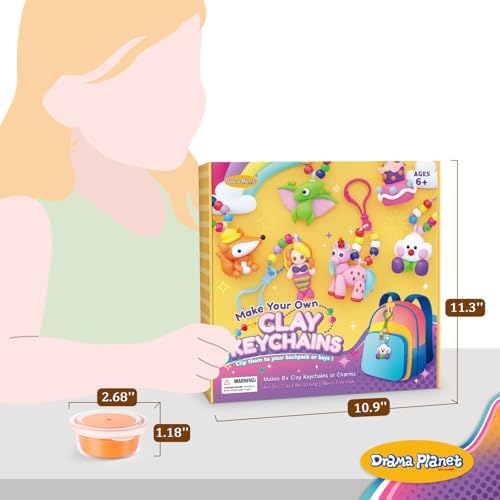 Drama Planet Clay Keychain Craft Kit for Kids, Make 8+ Keychains - Image 5