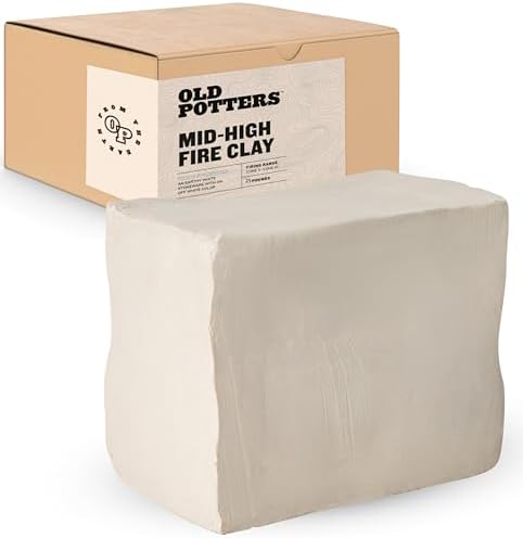 Old Potters Mid High Fire White Stoneware Clay for Pottery | Cone 6-10 | Ideal for Wheel Throwing, Hand Building, Sculpting | Great for All Skill Levels | Greenware Clay, 25 lbs. by Old+Potters