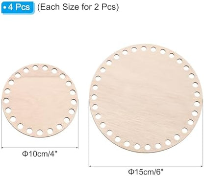 PATIKIL 4"/6" Diameter Crochet Basket Bottom Brown 4Pcs - Image 2