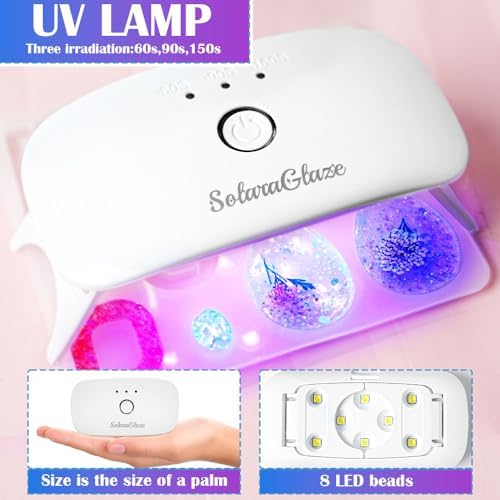 SolaraGlaze UV Resin Jewelry Making Kit with UV Lamp and Casting Tools 360g Crystal Clear&Low Odor DIY Jewelry Making Resin Kits, Resin Starter Kit for Keychain, Hair Clip and Earring - Image 4