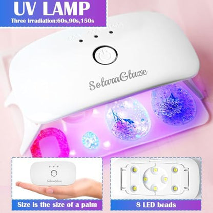 SolaraGlaze UV Resin Jewelry Making Kit with UV Lamp and Casting Tools 360g Crystal Clear&Low Odor DIY Jewelry Making Resin Kits, Resin Starter Kit for Keychain, Hair Clip and Earring - Image 4