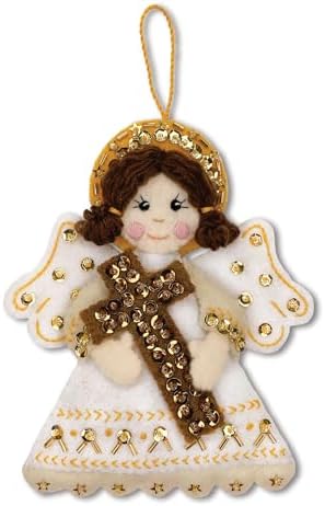 MerryStockings Felt Ornament Kit, Collectible Angels Series, DIY, Sequins, Beads, Embellishments, Step by Step Instructions and Each Angel has Multiple Skin Tone Options (Religious) by MerryStockings