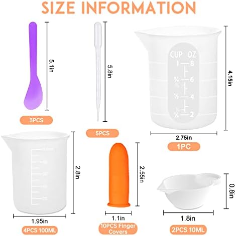 Silicone Resin Measuring Cups, 250&100ml Non-Stick Mixing Cups for Epoxy - Image 4