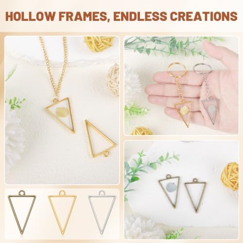 Gartful 30PCS Open Back Bezel for Resin, Hollow Frame Pendants for Resin Casting, DIY Jewelry Making Supplies, Triangle Shape - Image 4