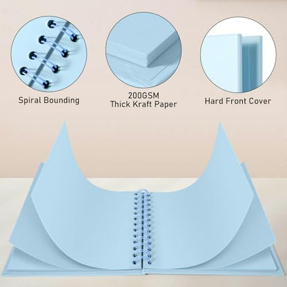 GOTIDEAL 7 x 7 Inch Scrapbook Album with Metallic Markers, Blue, 40 Pages - Image 3