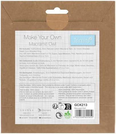 Trimits Make Your Own Macramé Decoration Kit, Natural Owl - Image 3