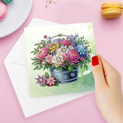Diamond Art Cards with Envelopes–6PCS DIY Diamond Painting Greeting Cards Kit | Card Making Kit with Bling for Adults & Beginners | Birthday,Holiday & Thank You Cards (Flowers) - Image 7