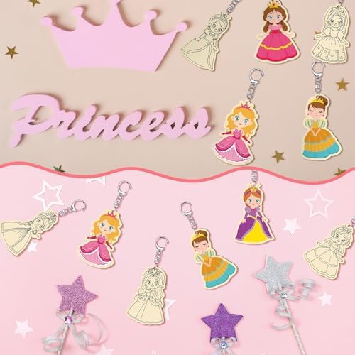 RattanView 24 Pcs Princess Craft Keychains DIY Keychain, 12 Styles - Image 6