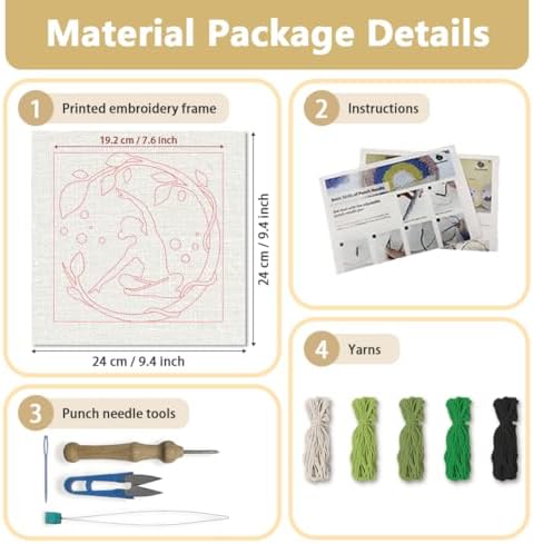 DOODLREAM Zen Yoga Punch Needle Kit for Beginner 9.4" x 9.4" - Image 2