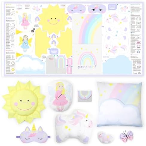 kullaloo Fabric Sewing kit for Beginners - with Video Instructions - Cut & Sew Fabric Panel with Unicorn and Fairy - DIY Carft for Girls (Magic World) by kullaloo