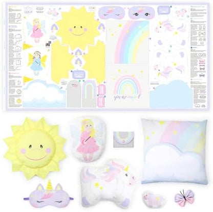 kullaloo Fabric Sewing kit for Beginners - with Video Instructions - Cut & Sew Fabric Panel with Unicorn and Fairy - DIY Carft for Girls (Magic World) by kullaloo
