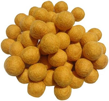 Elaine Room 2cm 20mm Wool Felt Balls Beads 100% Natural Wool Felting Woolen Felted Fabric for Home Decor Dream Catcher DIY Garland Crafts Handcrafts Project DIY (Light Ginkgo Yellow 50pcs) by Elaine+Room