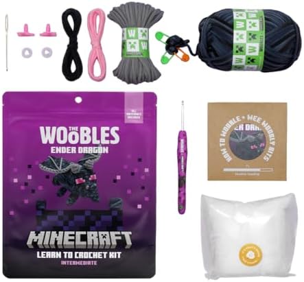 The Woobles Minecraft Crochet Kit – Beginner Crochet Kit for Adults & Kids, Easy Knitting Kit with Woobles Yarn, DIY Crafts, Crochet Animals, Minecrafts, Gift for Gamers & Crafters (Ender Dragon) - Image 4