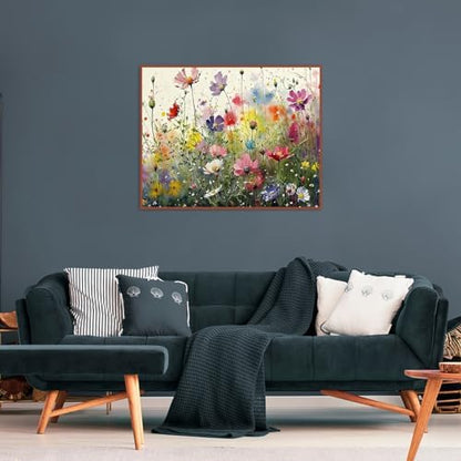 MjhRcll Flower Stamped Cross Stitch Kits, DIY Colorful Flowers Cross Stitch Ornament Kits for Adults Beginners, Counted Embroidery Needlepoint Kits Home Decor 12x16inch - Image 3