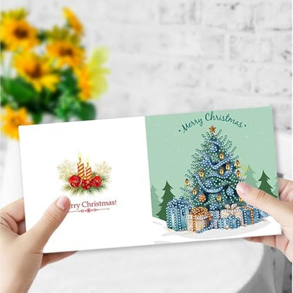 DIY Diamond Greeting Cards Set Christmas, 5D DIY Diamond Art Painting Greeting Card, DIY Christmas Card Making Kits for Family Friends Handmade Gift-#27-Christmas Tree - Image 5