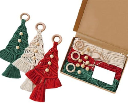 3 Pack Christmas Tree DIY Macrame Kit,Christmas Macrame Woven Boho Xmas Tree Decorative Hanging Ornaments,for Beginners Xmas Winter Holiday Party Wall Hanging Party Supplies by Unknown