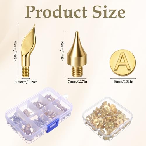 AOZUO 109 Pcs Wood Burning Tips, Wood Burning Tip Set Including Woods Burnings Letters Numbers Symbol Woods Burnings Tip for Wooden Burner DIY Embossing Wooden Burn Carving Crafts - Image 2