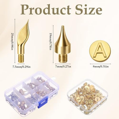 AOZUO 109 Pcs Wood Burning Tips, Wood Burning Tip Set Including Woods Burnings Letters Numbers Symbol Woods Burnings Tip for Wooden Burner DIY Embossing Wooden Burn Carving Crafts - Image 2