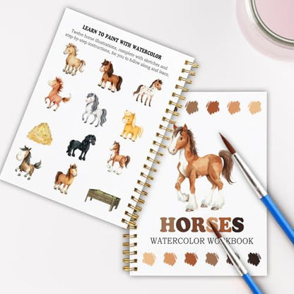 12 Horse Patterns Watercolor Set, Equine Elegance Painting Book for Beginners, DIY Art Gift for Adults and Women, Relaxing Horse Lover Set - Image 6