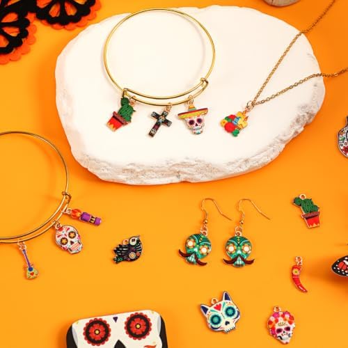 MARFOREVER 40 Pcs/20 Pairs Dia De Los Muertos Charms for Jewelry Making - Image 3