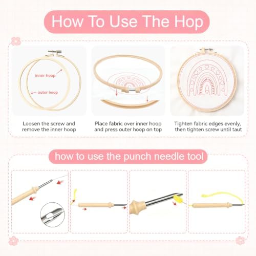 BEUNITONE Bohemian Rainbow Punch Needle Kits for Adults Beginner - Image 3