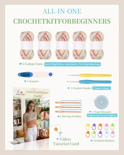 Aeelike Crochet Kit for Adults,Women Crochet Top Beach,Gradient Cotton Yarn - Image 6