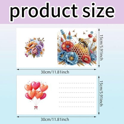 Diamond Art Cards with Envelopes–6PCS DIY Diamond Painting Greeting Cards Kit | Card Making Kit with Bling for Adults & Beginners | Birthday,Holiday & Thank You Cards (Flower Ladybug and Bee) - Image 4