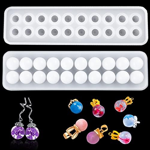 Sphere Resin Mold,20 Beads Silicone Molds, Crystal Ball Epoxy Casting Mould, Jewelry Making Mold for DIY Pendant Necklace Earring Bracelet Ring by FineInno