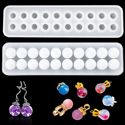 Sphere Resin Mold,20 Beads Silicone Molds, Crystal Ball Epoxy Casting Mould, Jewelry Making Mold for DIY Pendant Necklace Earring Bracelet Ring by FineInno
