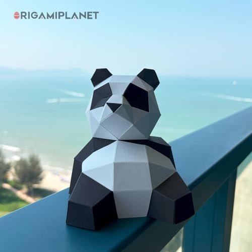 3D Panda Lanlan Origami Paper Craft Kit, Fun DIY Pre-Cut 3D Paper Art Model for Teens & Adults, Easy Handmade Animal Figurine Sculpture Gift Set for Bookshelf Decoration - Image 6